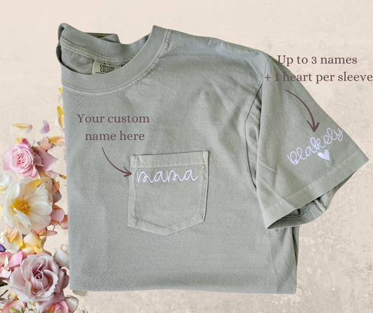 Mother's Day Embroidered Pocket T-Shirt